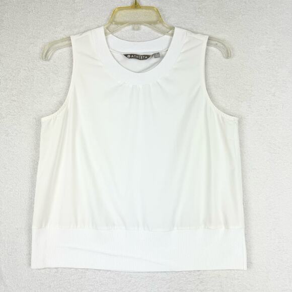 Athleta Zephyr Shell Set-of-Two Tanks White/Grey Size S Athleisure Travel Sporty - Picture 8 of 13